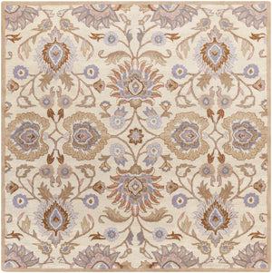 Caesar CAE-1109 Traditional Wool Rug CAE1109-99SQ Cream, Camel, Taupe, Denim, Medium Gray, Clay 100% Wool 9'9" Square