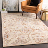 Caesar CAE-1109 Traditional Wool Rug CAE1109-99SQ Cream, Camel, Taupe, Denim, Medium Gray, Clay 100% Wool 9'9" Square