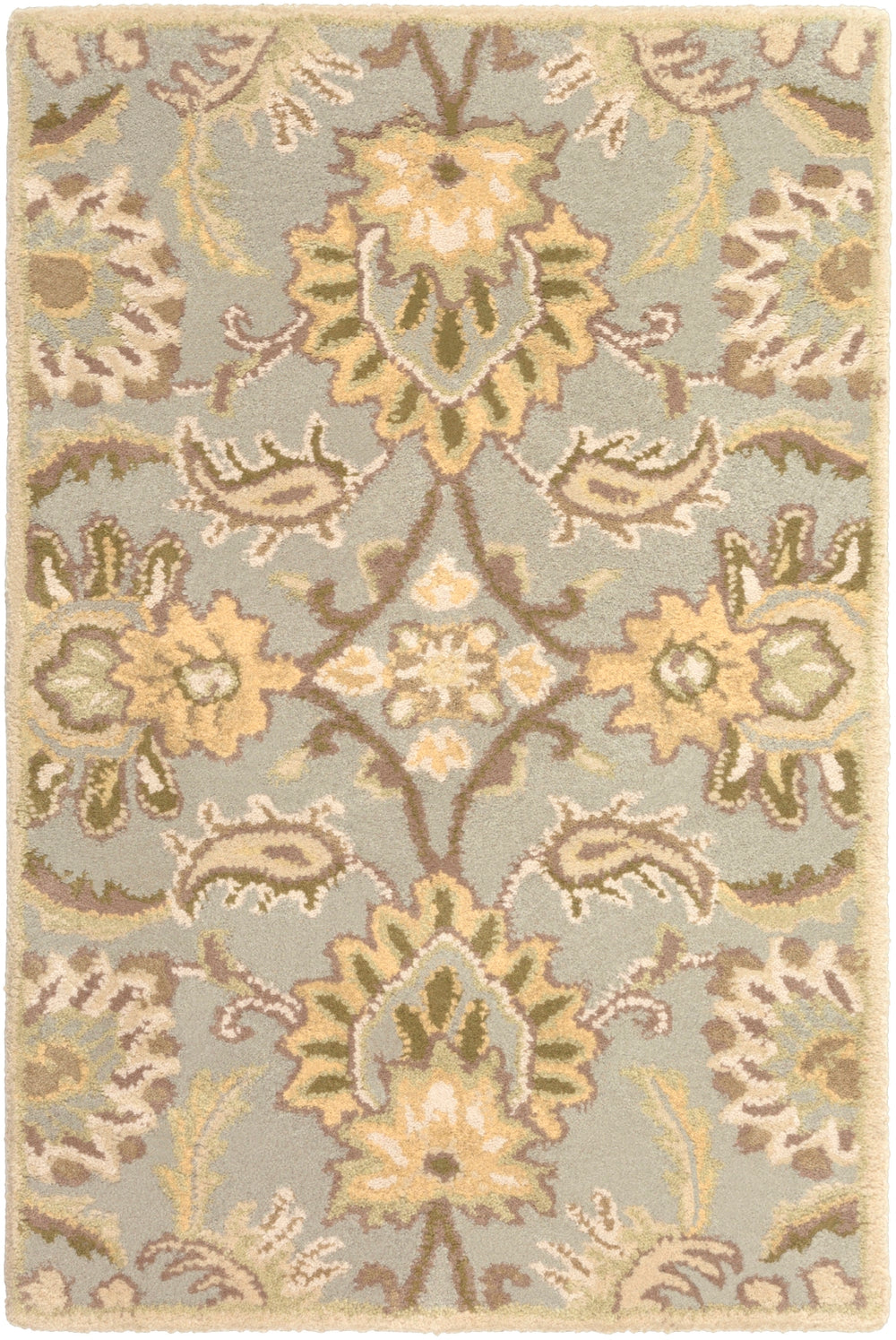 Caesar CAE-1111 Traditional Wool Rug CAE1111-912 Medium Gray, Dark Green, Ivory, Khaki, Mauve, Tan 100% Wool 9' x 12'