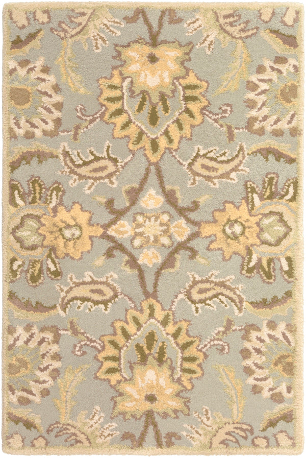 Caesar CAE-1111 Traditional Wool Rug CAE1111-912 Medium Gray, Dark Green, Ivory, Khaki, Mauve, Tan 100% Wool 9' x 12'