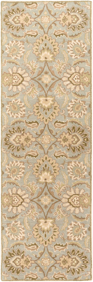 Caesar CAE-1111 Traditional Wool Rug CAE1111-312 Medium Gray, Dark Green, Ivory, Khaki, Mauve, Tan 100% Wool 3' x 12'