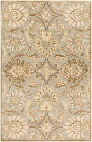 Caesar CAE-1111 Traditional Wool Rug CAE1111-58 Medium Gray, Dark Green, Ivory, Khaki, Mauve, Tan 100% Wool 5' x 8'