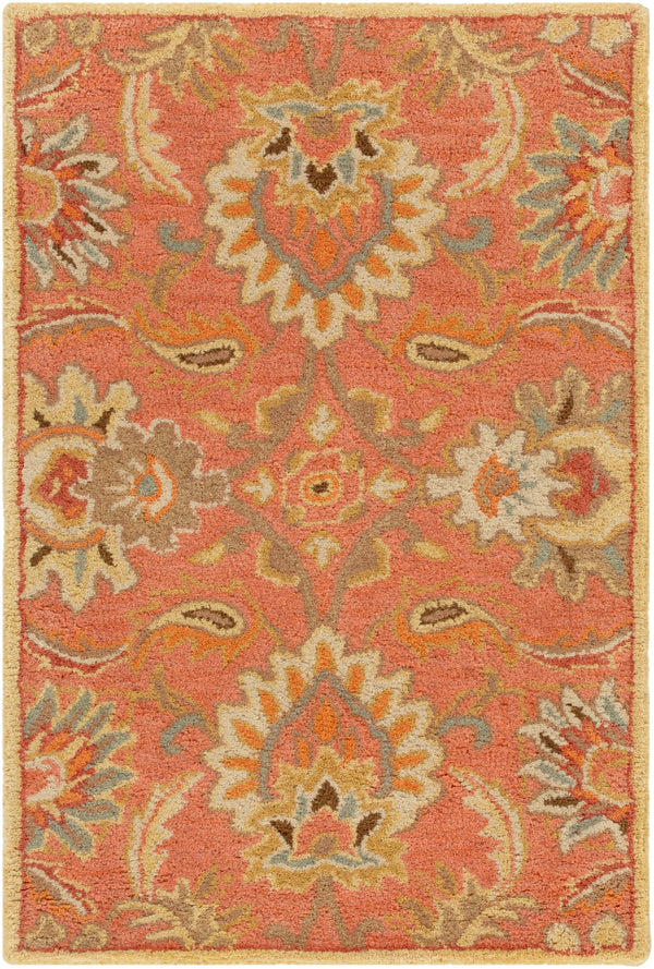Caesar CAE-1112 Traditional Wool Rug CAE1112-912 Terracotta, Burnt Orange, Sage, Clay, Olive, Moss, Camel, Taupe, Dark Brown 100% Wool 9' x 12'