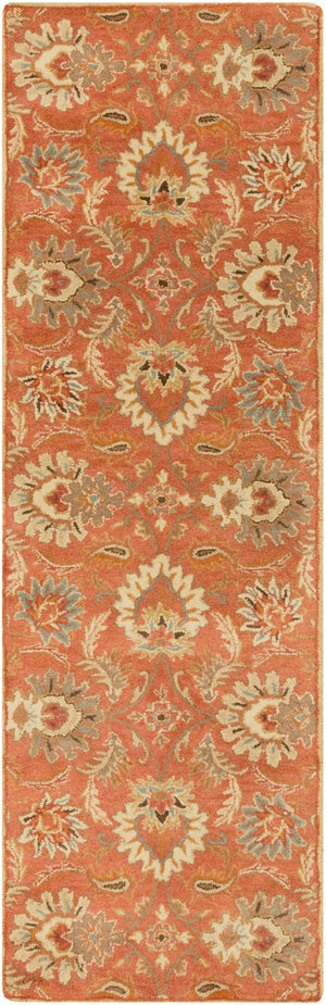 Caesar CAE-1112 Traditional Wool Rug CAE1112-312 Terracotta, Burnt Orange, Sage, Clay, Olive, Moss, Camel, Taupe, Dark Brown 100% Wool 3' x 12'
