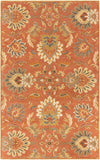 Caesar CAE-1112 Traditional Wool Rug CAE1112-58 Terracotta, Burnt Orange, Sage, Clay, Olive, Moss, Camel, Taupe, Dark Brown 100% Wool 5' x 8'