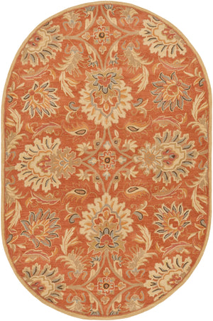 Caesar CAE-1112 Traditional Wool Rug CAE1112-69OV Terracotta, Burnt Orange, Sage, Clay, Olive, Moss, Camel, Taupe, Dark Brown 100% Wool 6' x 9' Oval