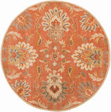 Caesar CAE-1112 Traditional Wool Rug CAE1112-99RD Terracotta, Burnt Orange, Sage, Clay, Olive, Moss, Camel, Taupe, Dark Brown 100% Wool 9'9" Round