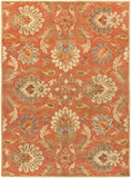 Caesar CAE-1112 Traditional Wool Rug CAE1112-811 Terracotta, Burnt Orange, Sage, Clay, Olive, Moss, Camel, Taupe, Dark Brown 100% Wool 8' x 11'