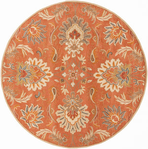 Caesar CAE-1112 Traditional Wool Rug CAE1112-8RD Terracotta, Burnt Orange, Sage, Clay, Olive, Moss, Camel, Taupe, Dark Brown 100% Wool 8' Round