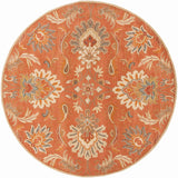 Caesar CAE-1112 Traditional Wool Rug CAE1112-8RD Terracotta, Burnt Orange, Sage, Clay, Olive, Moss, Camel, Taupe, Dark Brown 100% Wool 8' Round