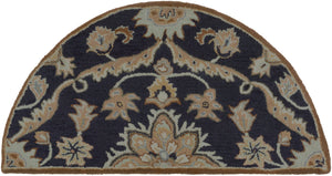 Caesar CAE-1113 Traditional Wool Rug CAE1113-24HM Navy, Taupe, Tan, Khaki, Sage, Denim, Dark Brown 100% Wool 2' x 4' Hearth