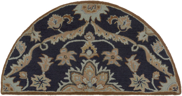 Caesar CAE-1113 Traditional Wool Rug CAE1113-24HM Navy, Taupe, Tan, Khaki, Sage, Denim, Dark Brown 100% Wool 2' x 4' Hearth