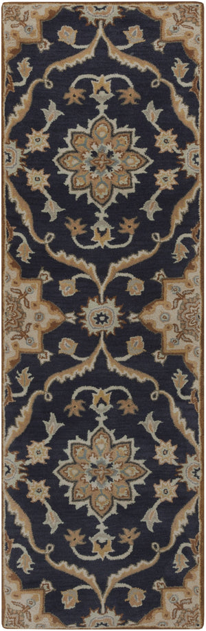 Caesar CAE-1113 Traditional Wool Rug CAE1113-312 Navy, Taupe, Tan, Khaki, Sage, Denim, Dark Brown 100% Wool 3' x 12'
