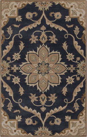 Caesar CAE-1113 Traditional Wool Rug CAE1113-912 Navy, Taupe, Tan, Khaki, Sage, Denim, Dark Brown 100% Wool 9' x 12'