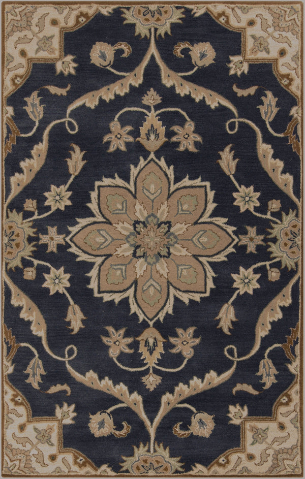 Caesar CAE-1113 Traditional Wool Rug CAE1113-912 Navy, Taupe, Tan, Khaki, Sage, Denim, Dark Brown 100% Wool 9' x 12'