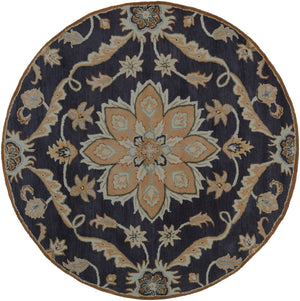 Caesar CAE-1113 Traditional Wool Rug CAE1113-99RD Navy, Taupe, Tan, Khaki, Sage, Denim, Dark Brown 100% Wool 9'9" Round