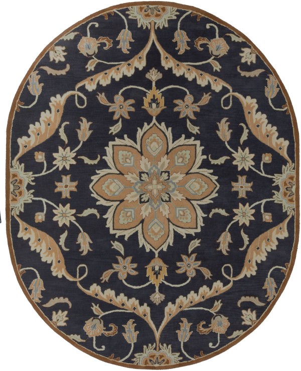 Caesar CAE-1113 Traditional Wool Rug CAE1113-810OV Navy, Taupe, Tan, Khaki, Sage, Denim, Dark Brown 100% Wool 8' x 10' Oval