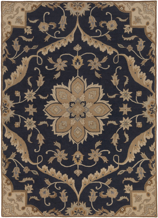 Caesar CAE-1113 Traditional Wool Rug CAE1113-811 Navy, Taupe, Tan, Khaki, Sage, Denim, Dark Brown 100% Wool 8' x 11'
