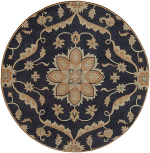 Caesar CAE-1113 Traditional Wool Rug CAE1113-8RD Navy, Taupe, Tan, Khaki, Sage, Denim, Dark Brown 100% Wool 8' Round