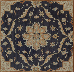 Caesar CAE-1113 Traditional Wool Rug CAE1113-99SQ Navy, Taupe, Tan, Khaki, Sage, Denim, Dark Brown 100% Wool 9'9" Square
