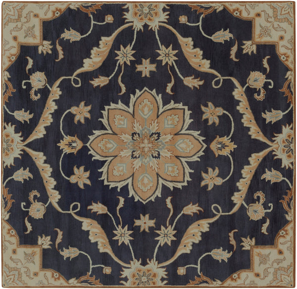 Caesar CAE-1113 Traditional Wool Rug CAE1113-99SQ Navy, Taupe, Tan, Khaki, Sage, Denim, Dark Brown 100% Wool 9'9" Square