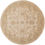 Caesar CAE-1114 Traditional Wool Rug CAE1114-8RD Ivory, Dark Green, Light Gray, Sage, Khaki, Bright Yellow, Dark Brown, Taupe, Camel 100% Wool 8' Round