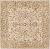 Caesar CAE-1114 Traditional Wool Rug CAE1114-99SQ Ivory, Dark Green, Light Gray, Sage, Khaki, Bright Yellow, Dark Brown, Taupe, Camel 100% Wool 9'9" Square