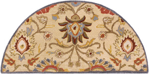 Caesar CAE-1116 Traditional Wool Rug CAE1116-24HM Ivory, Denim, Brick, Khaki, Camel, Pale Blue, Burnt Orange, Dark Brown, Moss 100% Wool 2' x 4' Hearth