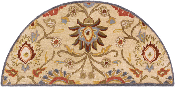 Caesar CAE-1116 Traditional Wool Rug CAE1116-24HM Ivory, Denim, Brick, Khaki, Camel, Pale Blue, Burnt Orange, Dark Brown, Moss 100% Wool 2' x 4' Hearth