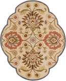 Caesar CAE-1116 Traditional Wool Rug CAE1116-563SH Ivory, Denim, Brick, Khaki, Camel, Pale Blue, Burnt Orange, Dark Brown, Moss 100% Wool 5' x 6'3" Shaped