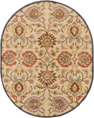 Caesar CAE-1116 Traditional Wool Rug CAE1116-810OV Ivory, Denim, Brick, Khaki, Camel, Pale Blue, Burnt Orange, Dark Brown, Moss 100% Wool 8' x 10' Oval