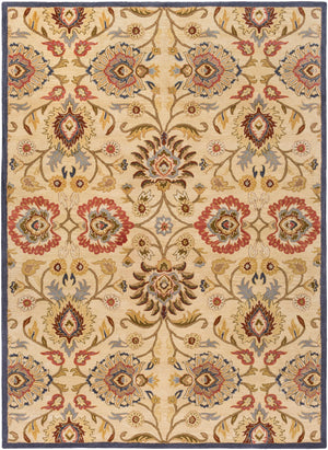 Caesar CAE-1116 Traditional Wool Rug CAE1116-811 Ivory, Denim, Brick, Khaki, Camel, Pale Blue, Burnt Orange, Dark Brown, Moss 100% Wool 8' x 11'