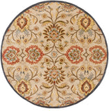 Caesar CAE-1116 Traditional Wool Rug CAE1116-8RD Ivory, Denim, Brick, Khaki, Camel, Pale Blue, Burnt Orange, Dark Brown, Moss 100% Wool 8' Round