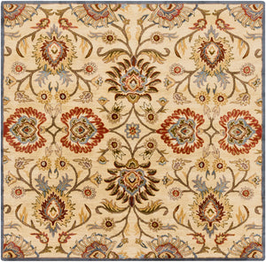 Caesar CAE-1116 Traditional Wool Rug CAE1116-99SQ Ivory, Denim, Brick, Khaki, Camel, Pale Blue, Burnt Orange, Dark Brown, Moss 100% Wool 9'9" Square
