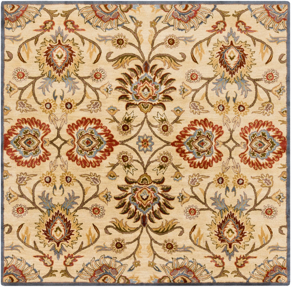 Caesar CAE-1116 Traditional Wool Rug CAE1116-99SQ Ivory, Denim, Brick, Khaki, Camel, Pale Blue, Burnt Orange, Dark Brown, Moss 100% Wool 9'9" Square