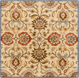 Caesar CAE-1116 Traditional Wool Rug CAE1116-99SQ Ivory, Denim, Brick, Khaki, Camel, Pale Blue, Burnt Orange, Dark Brown, Moss 100% Wool 9'9" Square