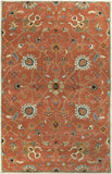 Caesar CAE-1119 Traditional Wool Rug CAE1119-58 Clay, Camel, Burnt Orange, Khaki, Aqua, Black, Tan, Taupe 100% Wool 5' x 8'