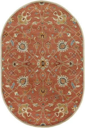 Caesar CAE-1119 Traditional Wool Rug CAE1119-69OV Clay, Camel, Burnt Orange, Khaki, Aqua, Black, Tan, Taupe 100% Wool 6' x 9' Oval
