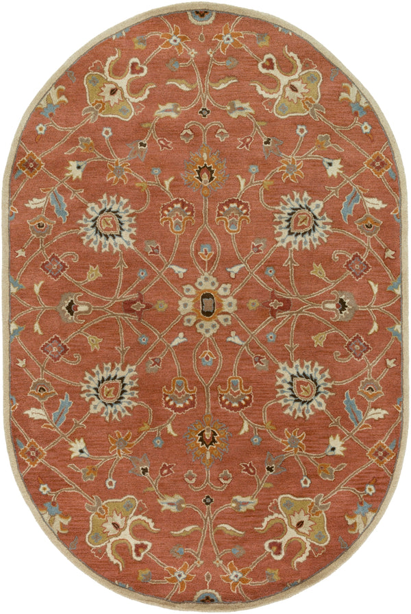 Caesar CAE-1119 Traditional Wool Rug CAE1119-69OV Clay, Camel, Burnt Orange, Khaki, Aqua, Black, Tan, Taupe 100% Wool 6' x 9' Oval