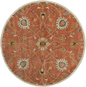 Caesar CAE-1119 Traditional Wool Rug CAE1119-99RD Clay, Camel, Burnt Orange, Khaki, Aqua, Black, Tan, Taupe 100% Wool 9'9" Round