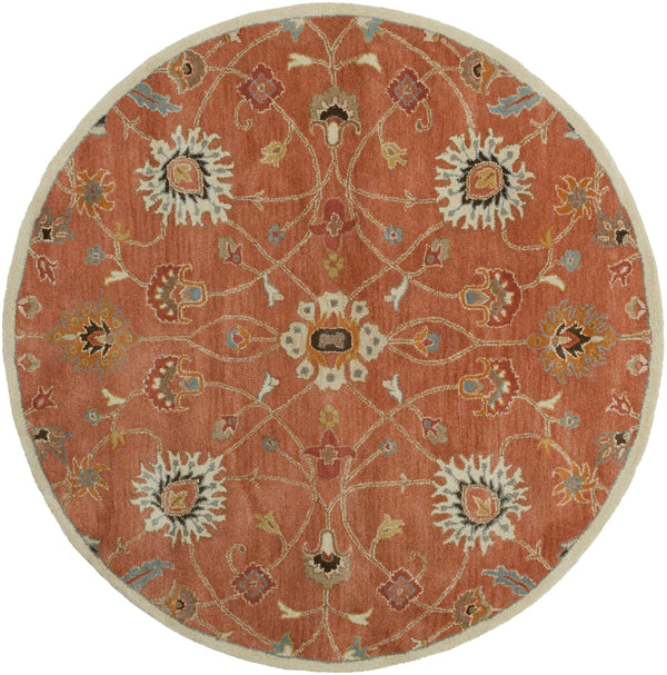 Caesar CAE-1119 Traditional Wool Rug CAE1119-99RD Clay, Camel, Burnt Orange, Khaki, Aqua, Black, Tan, Taupe 100% Wool 9'9" Round