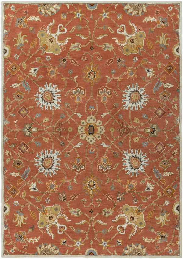 Caesar CAE-1119 Traditional Wool Rug CAE1119-811 Clay, Camel, Burnt Orange, Khaki, Aqua, Black, Tan, Taupe 100% Wool 8' x 11'