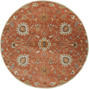 Caesar CAE-1119 Traditional Wool Rug CAE1119-8RD Clay, Camel, Burnt Orange, Khaki, Aqua, Black, Tan, Taupe 100% Wool 8' Round