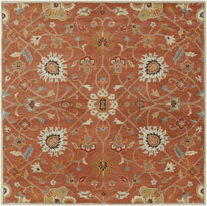 Caesar CAE-1119 Traditional Wool Rug CAE1119-99SQ Clay, Camel, Burnt Orange, Khaki, Aqua, Black, Tan, Taupe 100% Wool 9'9" Square