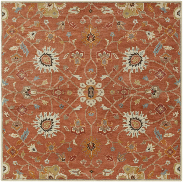 Caesar CAE-1119 Traditional Wool Rug CAE1119-99SQ Clay, Camel, Burnt Orange, Khaki, Aqua, Black, Tan, Taupe 100% Wool 9'9" Square
