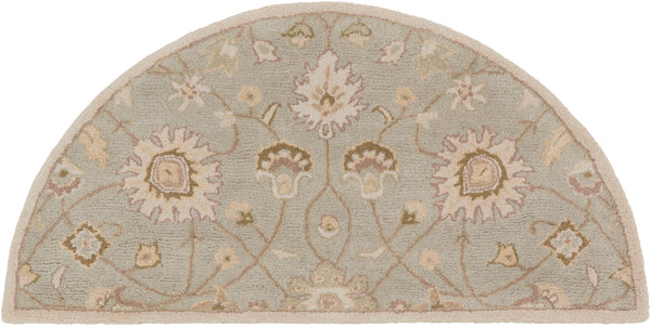 Caesar CAE-1121 Traditional Wool Rug CAE1121-24HM Khaki, Medium Gray, Grass Green, Dark Green, Mauve, Wheat, Moss 100% Wool 2' x 4' Hearth