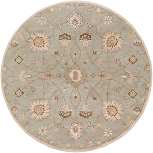 Caesar CAE-1121 Traditional Wool Rug CAE1121-99RD Khaki, Medium Gray, Grass Green, Dark Green, Mauve, Wheat, Moss 100% Wool 9'9" Round