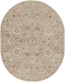 Caesar CAE-1121 Traditional Wool Rug CAE1121-810OV Khaki, Medium Gray, Grass Green, Dark Green, Mauve, Wheat, Moss 100% Wool 8' x 10' Oval