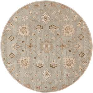 Caesar CAE-1121 Traditional Wool Rug CAE1121-8RD Khaki, Medium Gray, Grass Green, Dark Green, Mauve, Wheat, Moss 100% Wool 8' Round