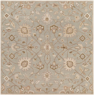 Caesar CAE-1121 Traditional Wool Rug CAE1121-99SQ Khaki, Medium Gray, Grass Green, Dark Green, Mauve, Wheat, Moss 100% Wool 9'9" Square
